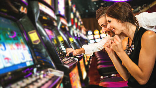 Happiness couple winning at Casino